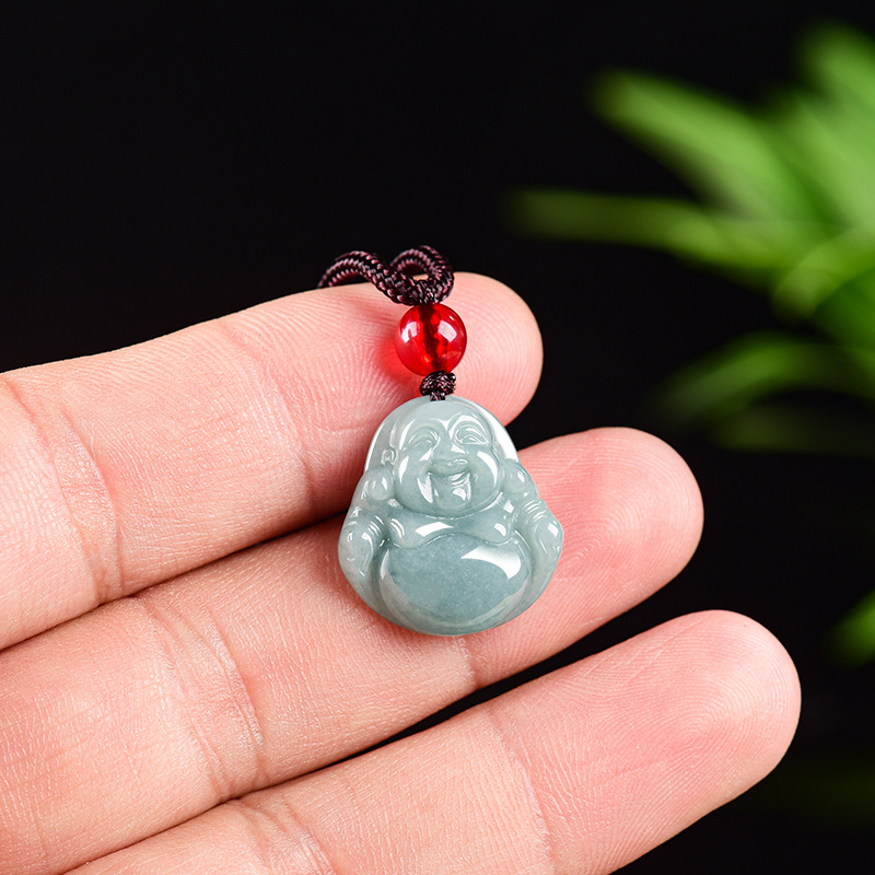 Vintage Fashion Accessories - Myanmar Jadeite Guanyin Buddha Pendant Necklace