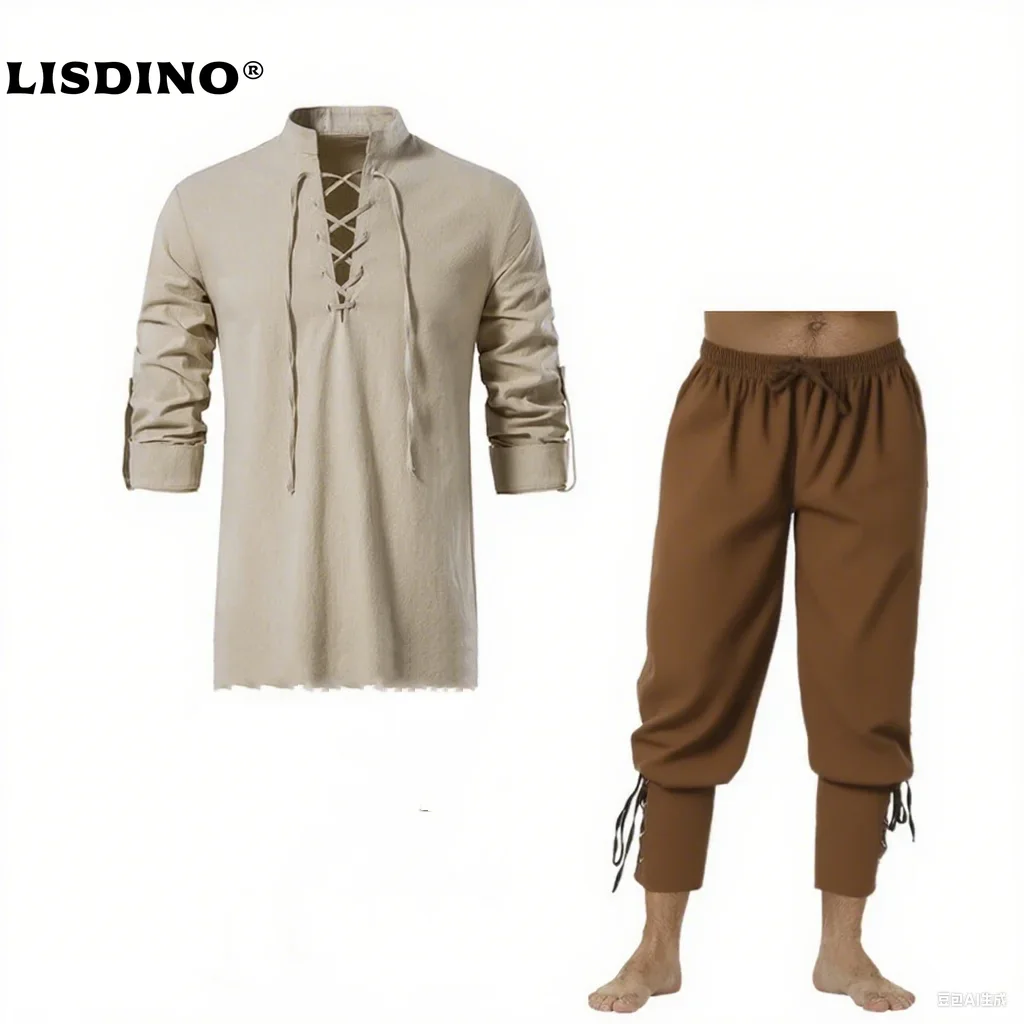 Retro Track Pant - 2Pcs Retro Vintage Medieval Renaissance Cosplay