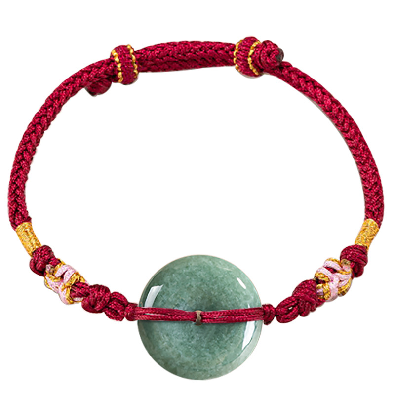 Vintage Fashion Accessories - Green Myanmar Jadeite Donut Bracelet Designer