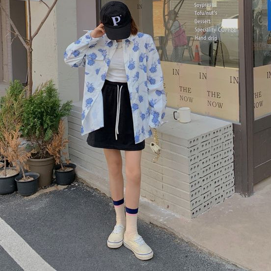 Rose Print Long Sleeve Loose W - Vintage Fashion Hong Kong review and price