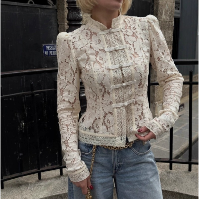 Summer Lace Printed Shirts Top - Vintage Fashion Club review and price