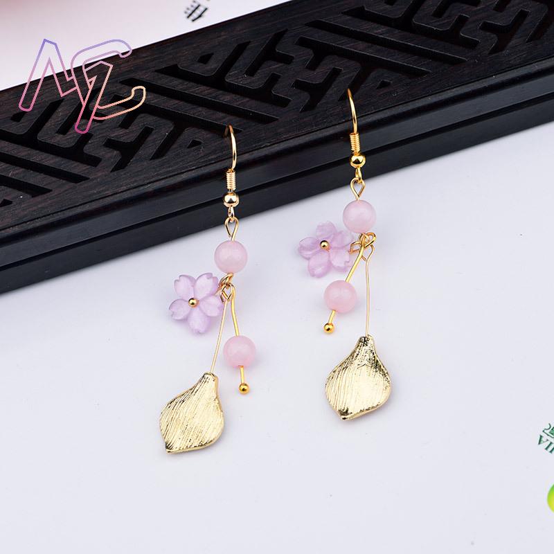 Pink Natural Jade Flower Earri - Vintage Fashion Luxury review and price