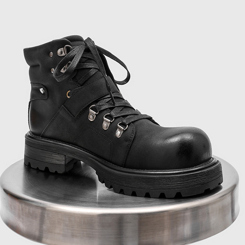 Brand Men Leather Boots Motorc - Vintage Fashion Luxury review and price